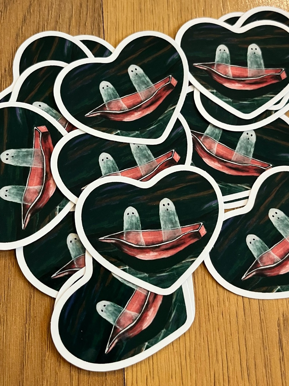 *B1G1 Heart-Shaped Ghosts in Boat Sticker | Waterproof